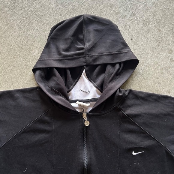 Vintage Y2K Nike Sweatshirt Size XL Black Full Zip Hoodie Swoosh Logo Track - Picture 2 of 8